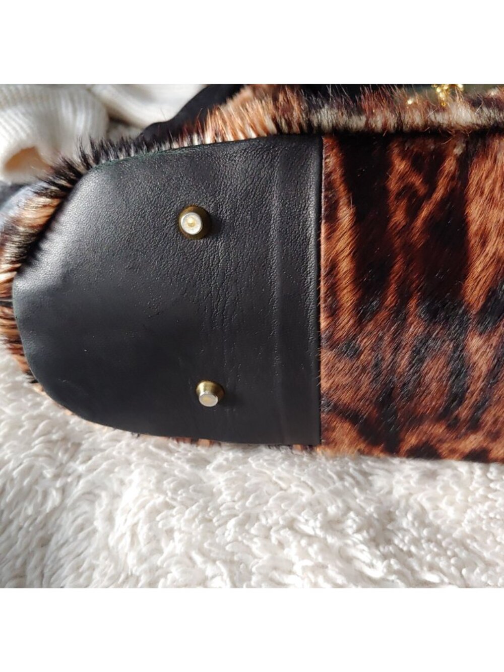 Paolo Masi Italian Leather Calf Hair Animal Print Handbag Mob Wife Loud Luxury - Picture 11 of 16